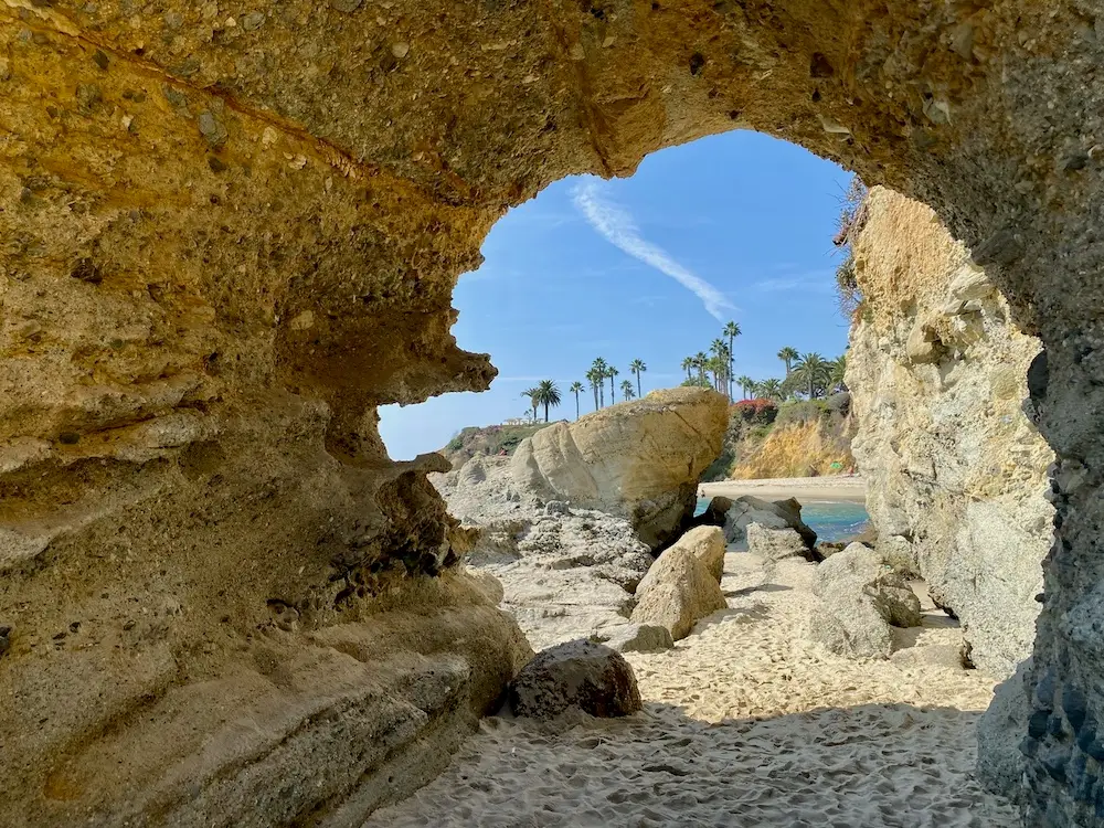 Laguna beach California looking through a cave near the Montage Hotel & Resort