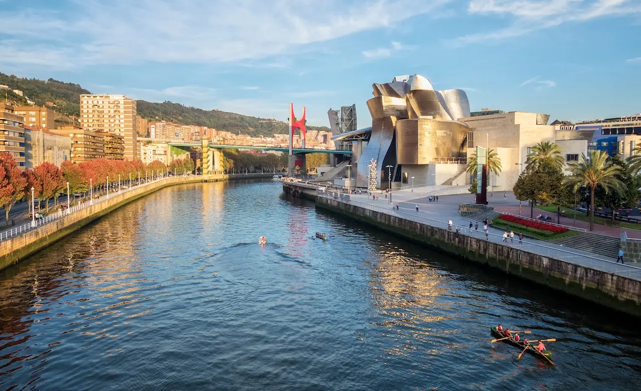 Bilbao Museum on the river. Guggenheim Museum Bilbao