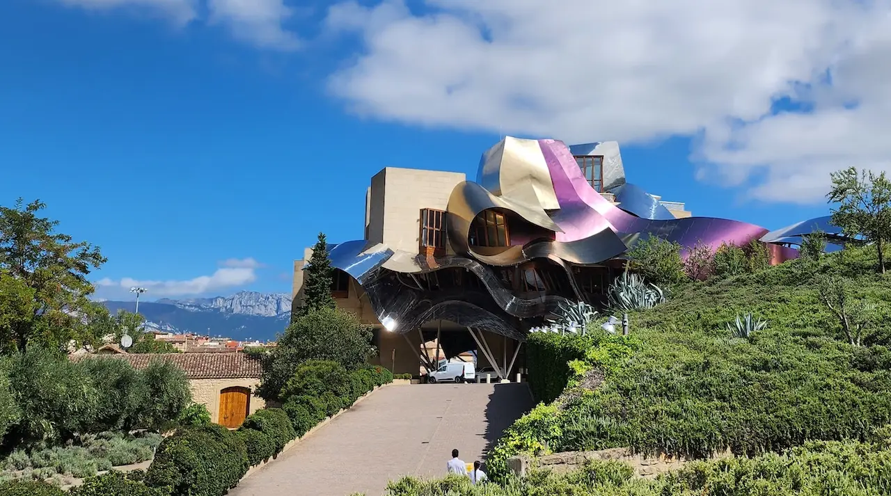 View of Frank Gehry's designed winery in Rioja - Best Day Trips from San Sebastian