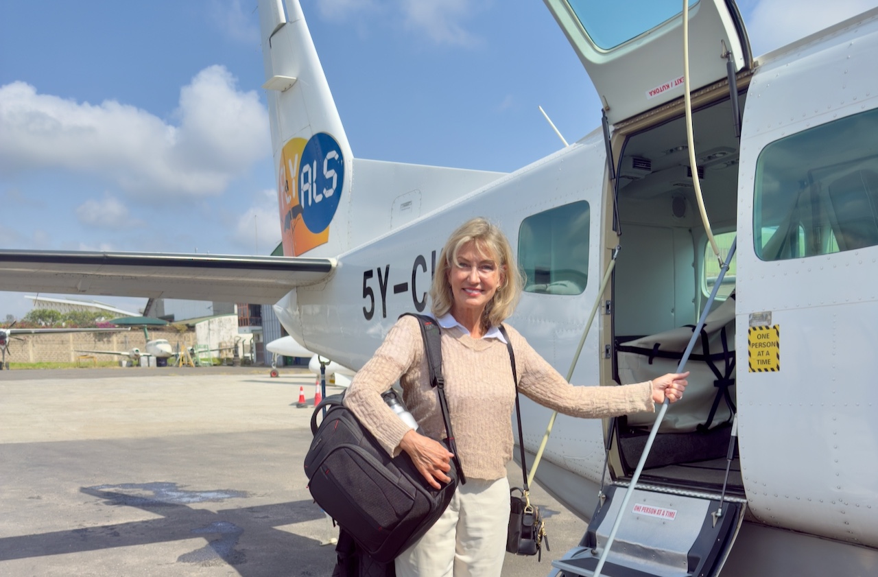 Boarding an 11-seater plane in Nairobi, Kenya for our East Africa Safari