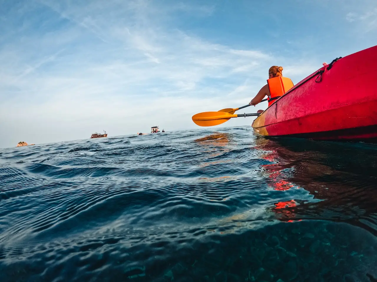close up of people kayaking